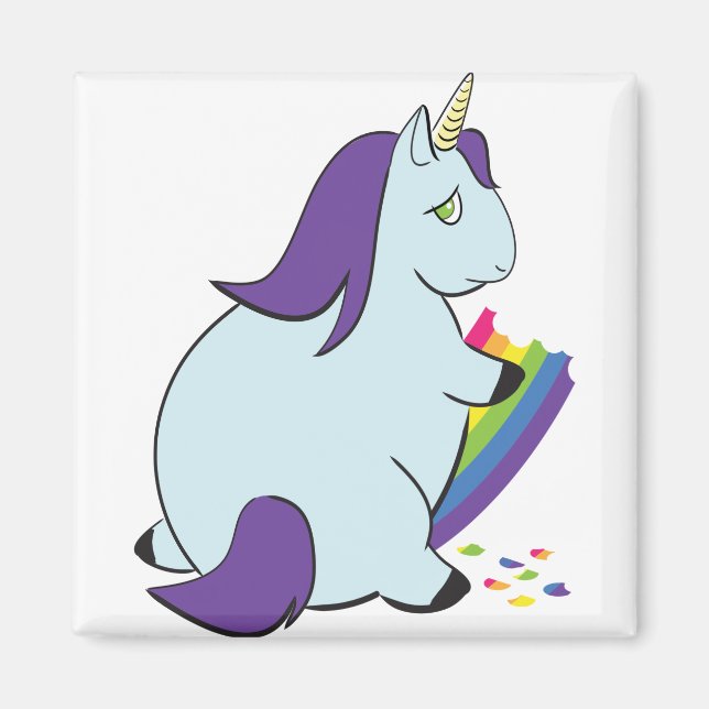 Chubby Unicorn Eating Rainbow Magnet (Vorne)