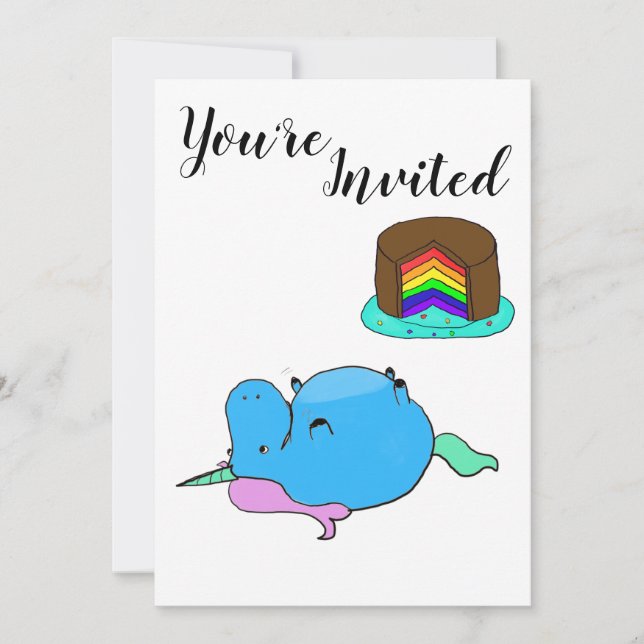 Chubby Unicorn Party Einladung (Vorderseite)