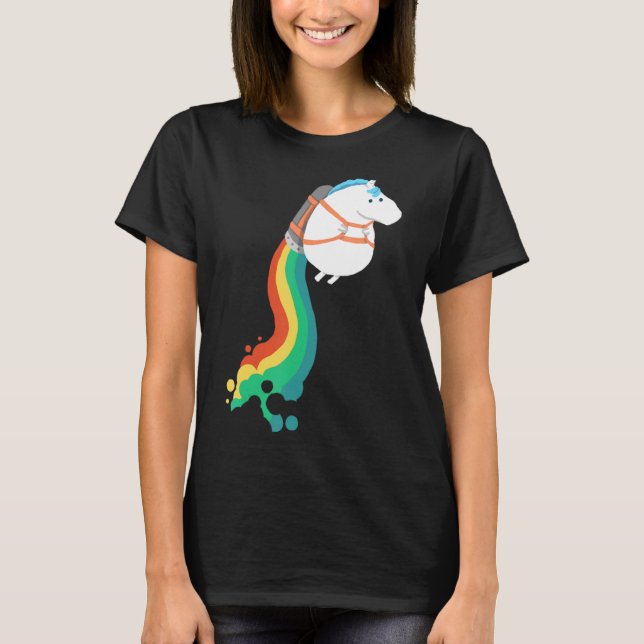 Chubby Unicorn Rainbow Jetpack T-Shirt (Vorderseite)