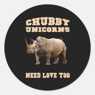 Chubby Unicorns Liebe zu Funny Rhino Premium Runder Aufkleber