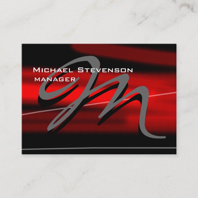 Chubby Unique Black Red Monogram Business Card Visitenkarte (Vorderseite)