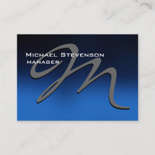 Chubby Unique Blue Gray Monogram Business Card Visitenkarte