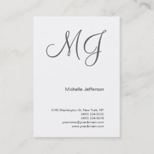 Chubby Unique Monogram White Gray Business Card Visitenkarte