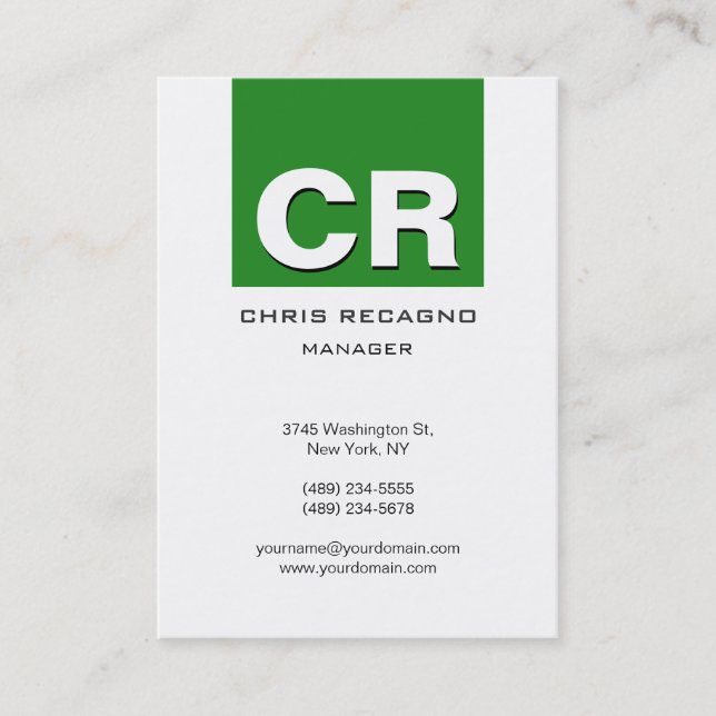 Chubby Vertical Forest Green White Business Card Visitenkarte (Vorderseite)