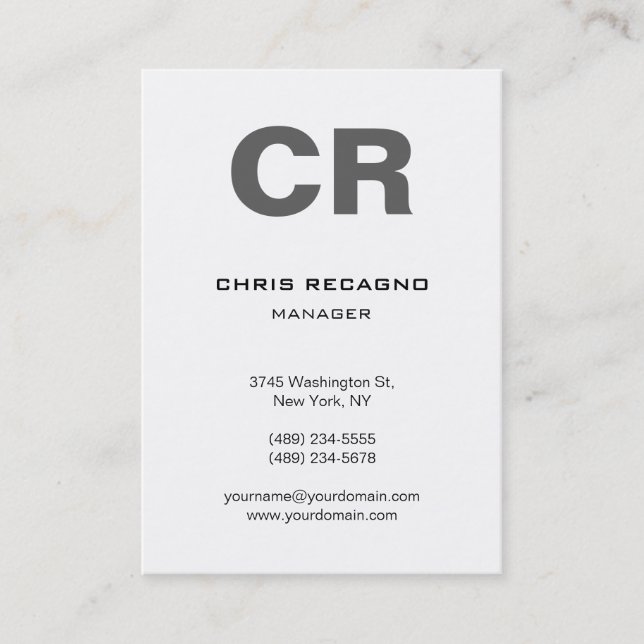 Chubby Vertical Gray White Business Card Visitenkarte (Vorderseite)