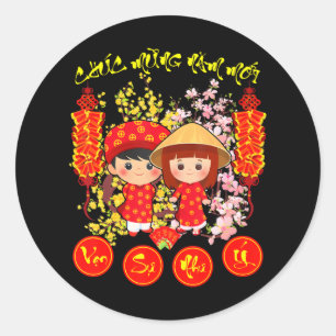 Chuc Mung Nam Moi 2024 Happy Vietnamese Lunar Neu Runder Aufkleber