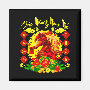 Chuc Mung NAM Moi Frohes Neues Jahr 2026 Pferd Magnet