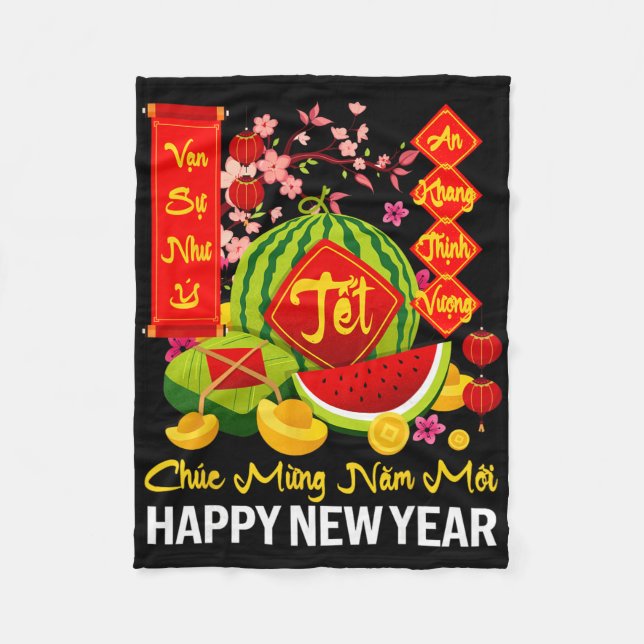 Chuc Mung Nam Moi Happy Lunar New Year Vietnamese  Fleecedecke (Vorderseite)