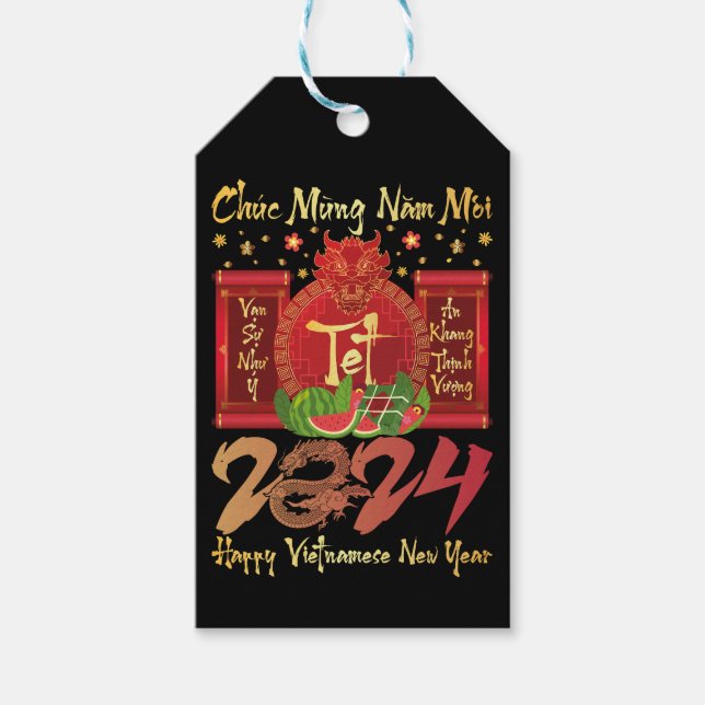 Chuc Mung Nam Moi Happy Vietnamese Neujahr 2024 Geschenkanhänger (Vorderseite)