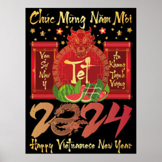 Chuc Mung Nam Moi Happy Vietnamese Neujahr 2024 Poster