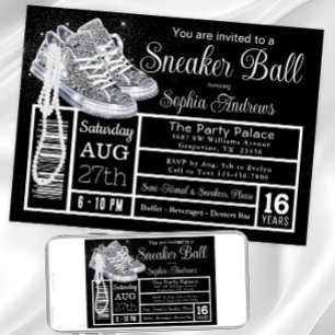 Chucks Perlen Diamant Sneaker Ball Geburtstagsfeie Einladung