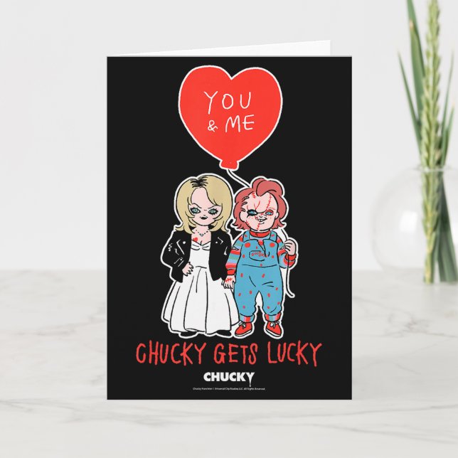 Chucky &amp; Tiffany Chucky Gets Lucky Valentine  Karte (Vorderseite)