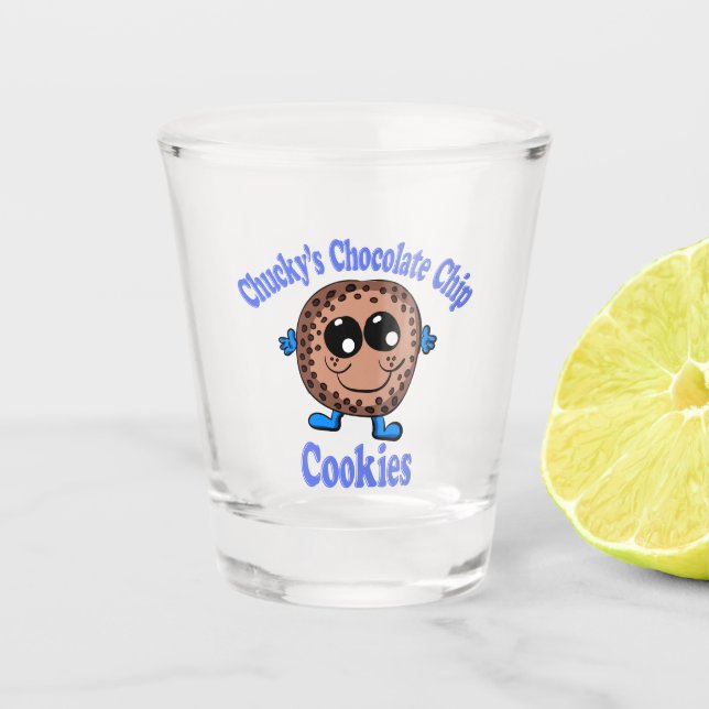Chuckys Schokoladen Chip Cookies Schnapsglas (Vorderseite)