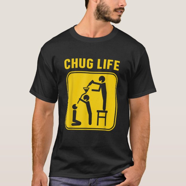 Chug Live Party Alkohol Drinks Freunde Beer Bong H T-Shirt (Vorderseite)