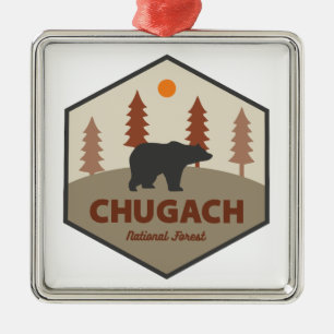 Chugach National Forest Alaska Bear Ornament Aus Metall