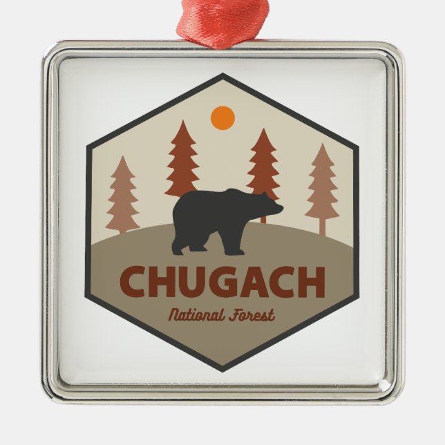 Chugach National Forest Alaska Bear Ornament Aus Metall (Vorne)