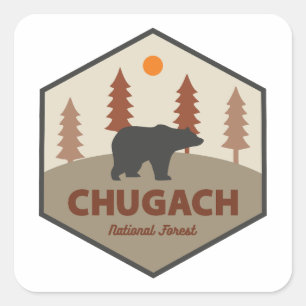 Chugach National Forest Alaska Bear Quadratischer Aufkleber