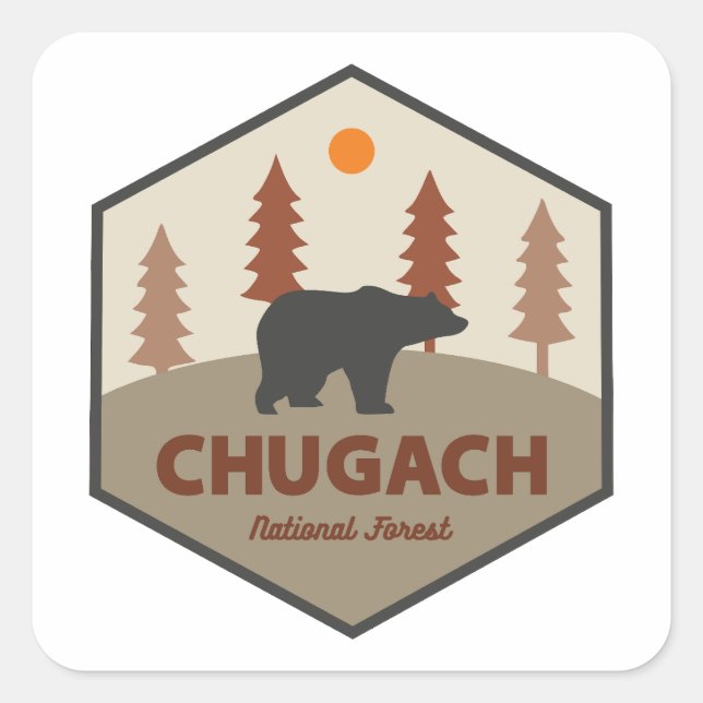 Chugach National Forest Alaska Bear Quadratischer Aufkleber (Vorderseite)
