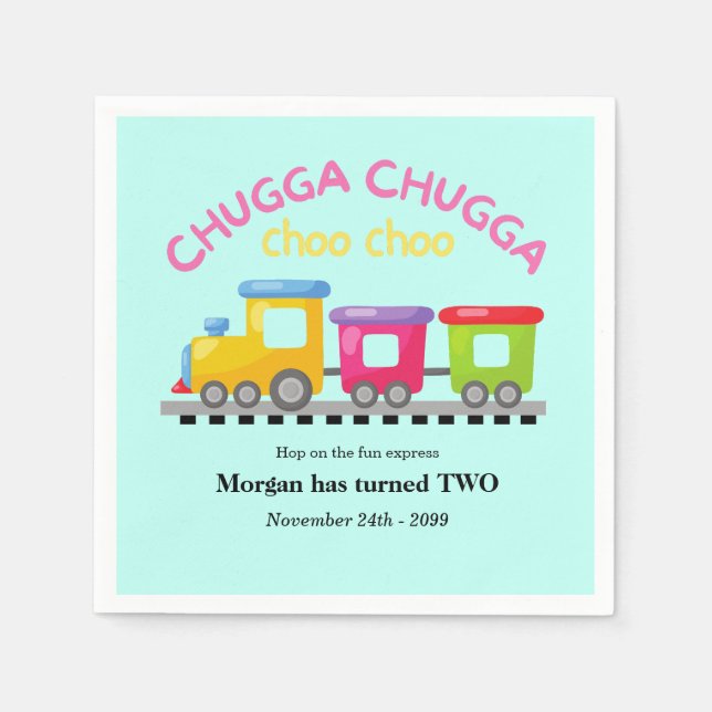 Chugga Choo Train Themenabend Cartoon 2. Geburtsta Serviette (Vorderseite)