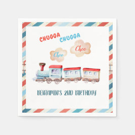 Chugga Choo Vintag Train Boy Red Blue Geburtstag Serviette