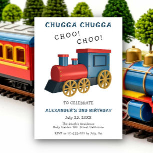 Chugga Choo Zug Geburtstag Einladung