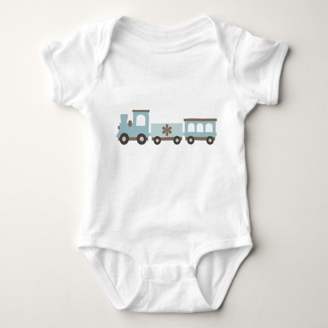 Chugga Chugga Choo Choo in Blue Baby Strampler (Vorderseite)