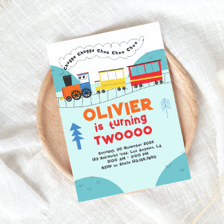 Chugga Chugga Choo Choo Train Boy Zweiter Geburtst Einladung