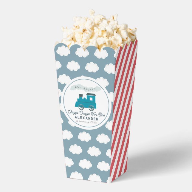 Chugga Chugga Two Two Blue 2nd Birthday Popcorn Geschenkschachtel (Geplatzt)