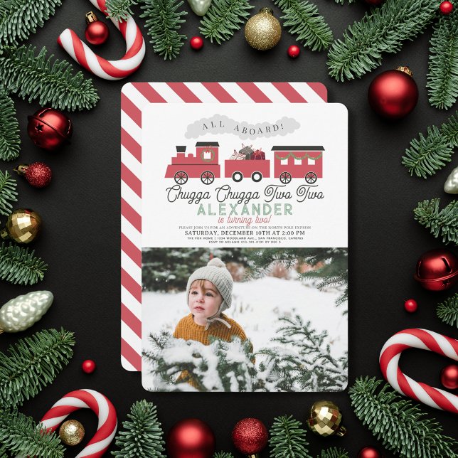 Chugga Chugga Two Two Christmas Train 2nd Birthday Einladung (Von Creator hochgeladen)