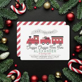 Chugga Chugga Two Two Christmas Train 2nd Birthday Einladung