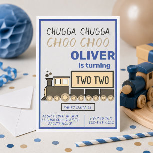 Chugga Chugga Two Two Zug Junge 2. Geburtstag Einladung