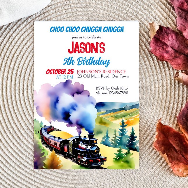 Chugga Chugga Zug Geburtstagsfeier Einladung (Chugga chugga train birthday party template invitation instant download vintage steam train watercol)