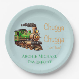 Chugga Chugga Zwei Grüne Bahn Geburtstagsparty Pappteller