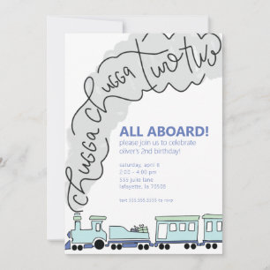 Chugga Chugga Zwei Zug Zweite Geburtstagsparty  Einladung