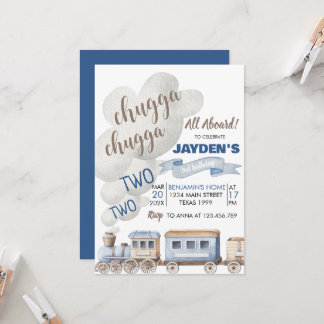 Chugga Chugga zwei zwei alle Zug an Bord Geburtsta Einladung