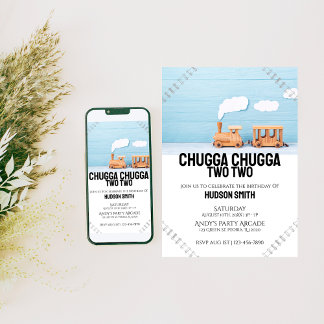 Chugga Chugga Zwei zwei | Kindergeburtstag Foto Ei Einladung