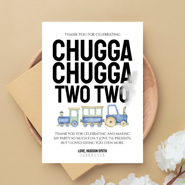 Chugga Chugga Zwei zwei | Train Kids BDay TY Card Dankeskarte (Von Creator hochgeladen)