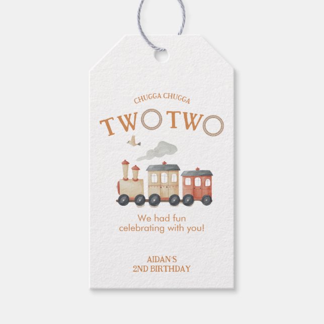 Chugga Two Train 2. Geburtstag Geschenkanhänger (Vorderseite)