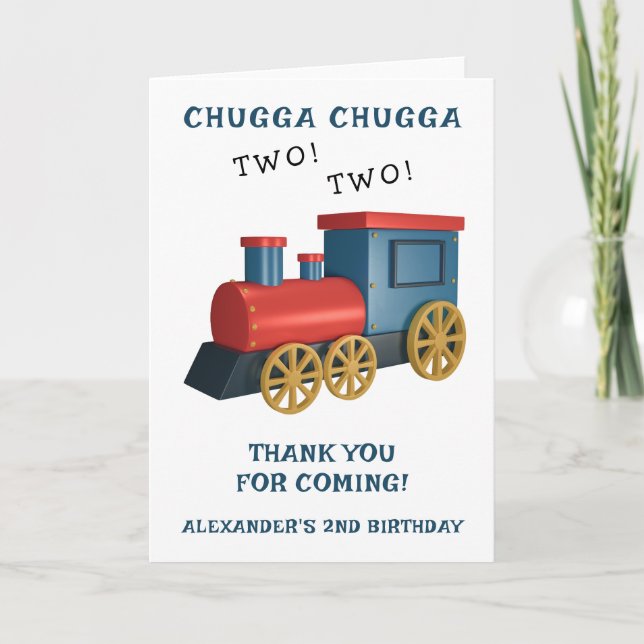 Chugga Two Two Zug Zweiter Geburtstag Dankeskarte (Vorderseite)