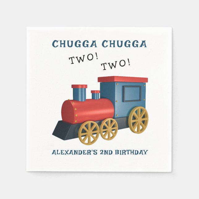 Chugga Two Two Zug zweiter Geburtstag Serviette (Vorderseite)