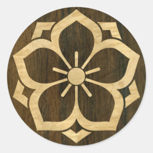 Chuinyaekikyo Japanisch Kamon Cherry Blossom Wood Runder Aufkleber