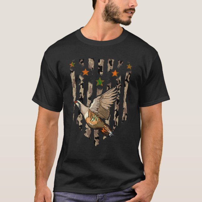 Chukar Bird Junting US American Flag Camouflage T T-Shirt (Vorderseite)