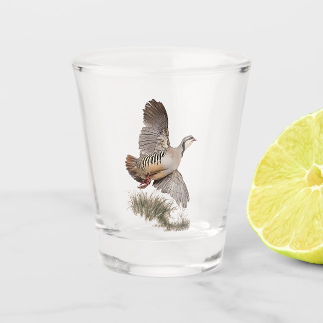 Chukar Partridge, Art Schnapsglas (Vorderseite)