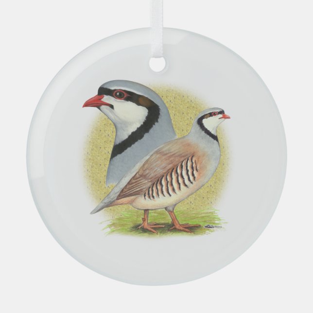 Chukar Partridge Combo Ornament Aus Glas (Vorderseite)