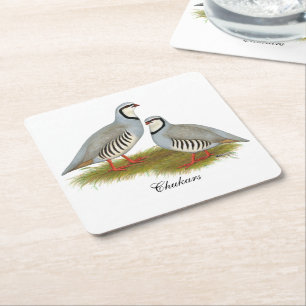 Chukar Partridge Pair Rechteckiger Pappuntersetzer