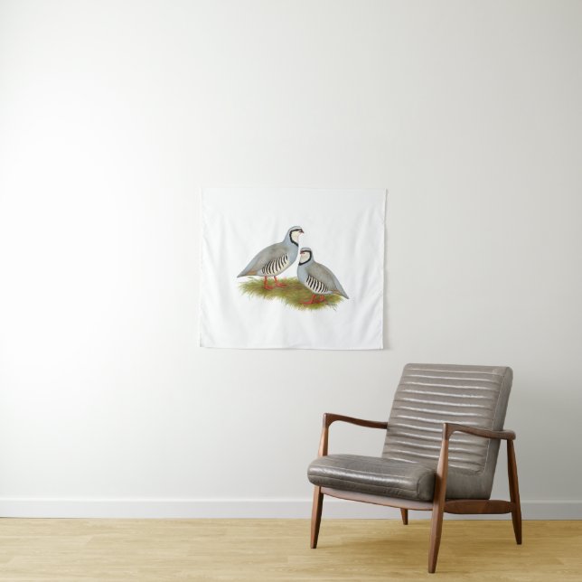 Chukar Partridge Pair Wandteppich (Beispiel (Horizontal))