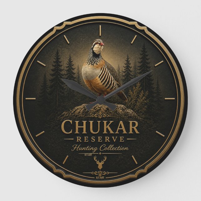 Chukar Rebhuhn ,Kunst Große Wanduhr (Vorderseite)