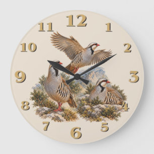 Chukar Rebhuhn-Kunst Große Wanduhr