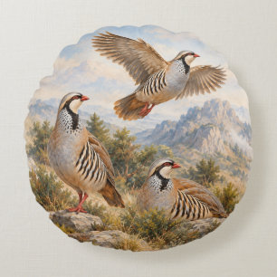 Chukar Rebhuhn-Kunst Rundes Kissen