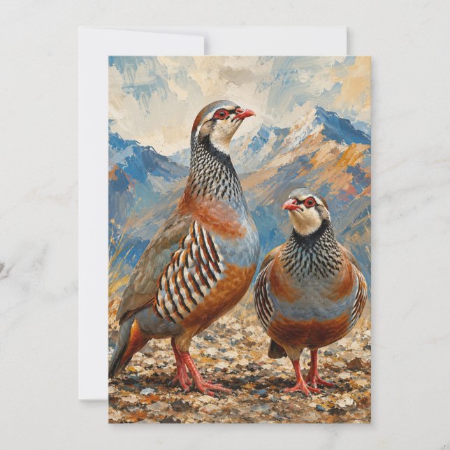 Chukar Rebhuhn-Paar-Kunst  Einladung (Vorderseite)